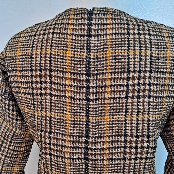 Celine Phoebe Philo Mini Dress Silk Lightweight Plaid Cream Black Brown - Picture 3 of 12